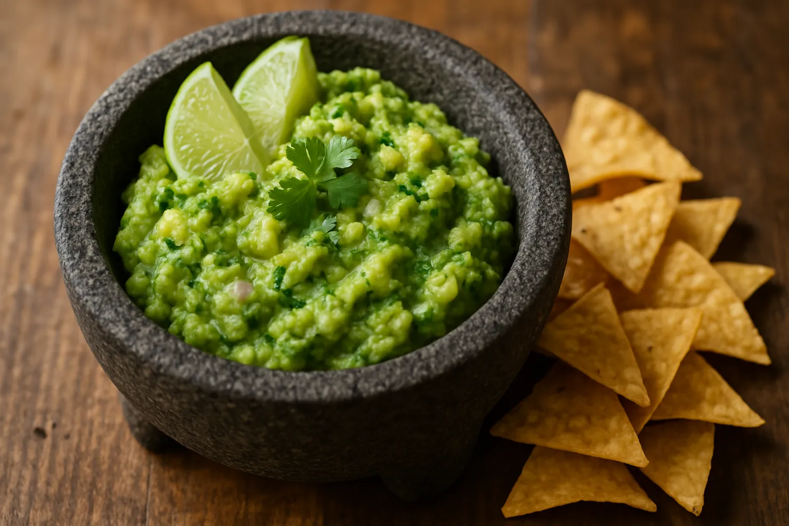 Vertical composition of authentic Mexican guacamole recipe with fresh avocados, lime, and cilantro on light surface