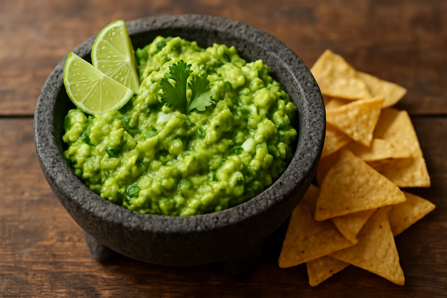 Folding fresh cilantro and diced onion into chunky mashed avocado during guacamole preparation