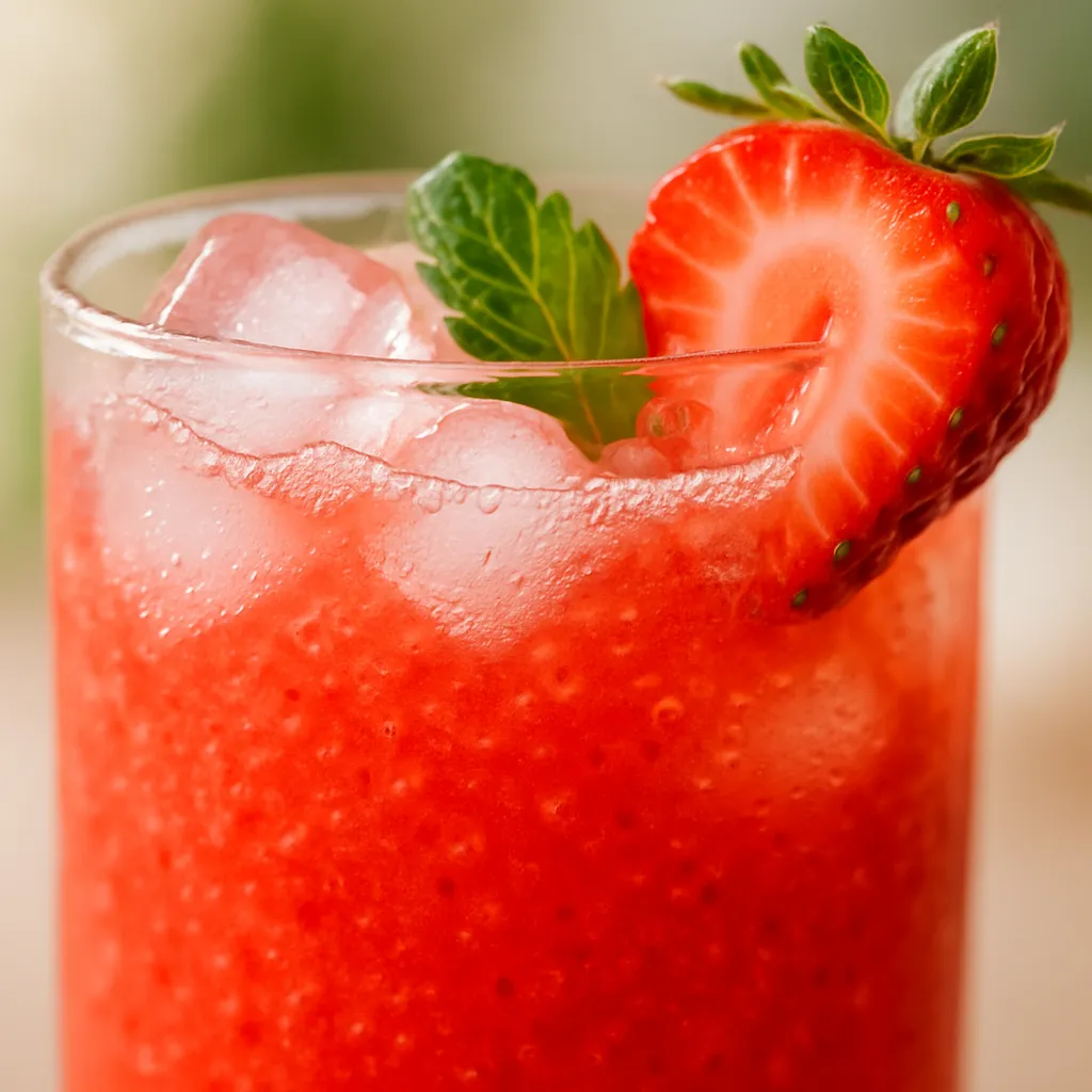 Overhead view of fresh ingredients for strawberry lemonade including strawberries, lemons, sugar, and mint on white marble surface