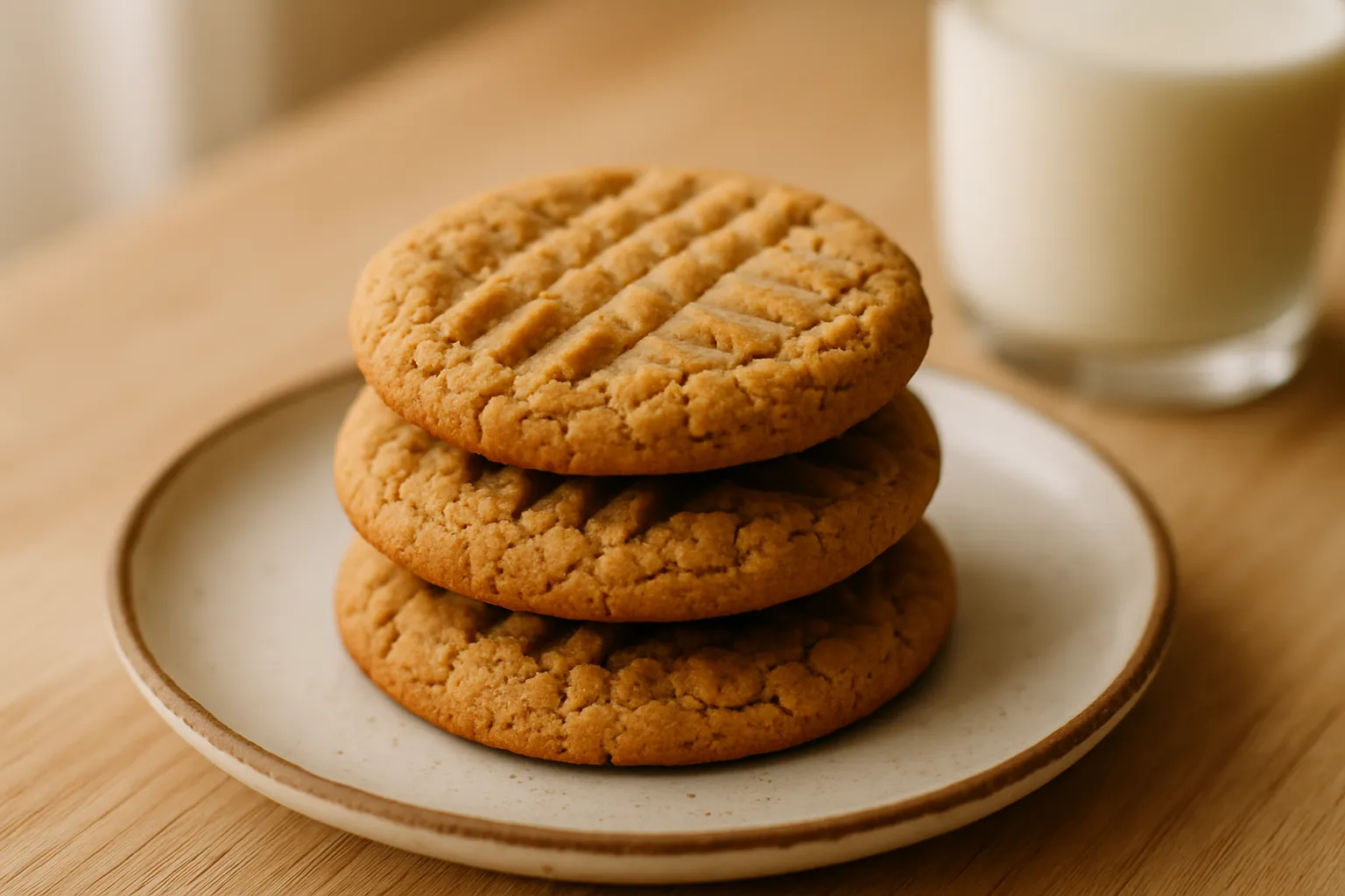 Peanut butter cookies baking in oven with golden edges and soft centers visible through oven window